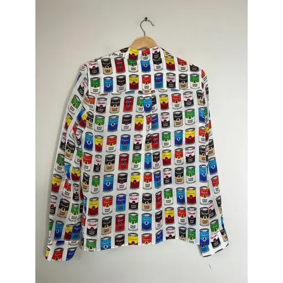 NEW Alice + Olivia Stace Soup Willa Button Long Sleeve Blouse Blue Size: Medium - Picture 7 of 8